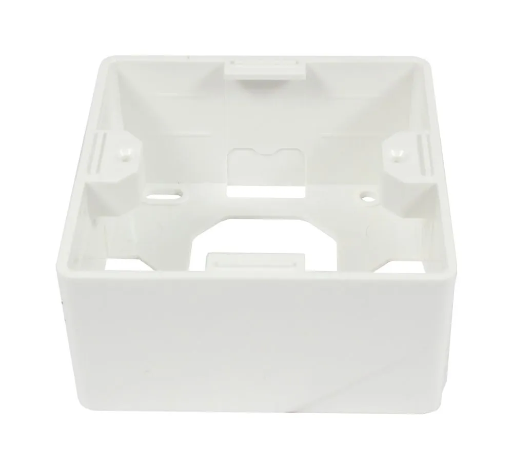 Boîtier mural Dosen TP,AP,2-fach CAT6A Keystone Slim-line blanc Synergy 21 avec fentes de fixation et ouverture centrale Boîtier mural Dosen TP,AP,2-fach CAT6A Keystone Slim-line blanc Synergy 21 avec fentes de fixation et ouverture centrale
