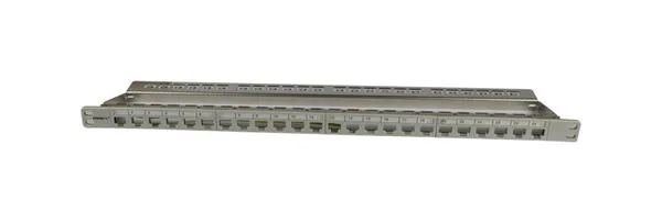 Patch Panel 24xTP,CAT6A, incl.Keystone Slim-line/Short 3P, 19", 0,5HE, Lichtgrau, Synergy 21