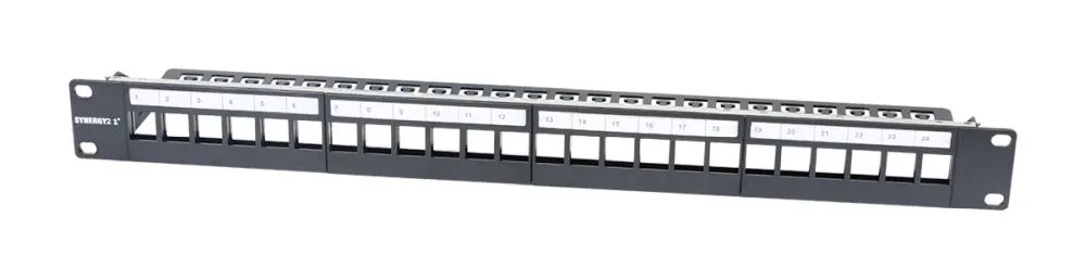 Patch Panel 24xTP,CAT6A, incl.Keystone Slim-line , 19", 1HE(t 94mm), Schwarz, Synergy 21 Patch Panel 24xTP,CAT6A, incl.Keystone Slim-line , 19", 1HE(t 94mm), Schwarz, Synergy 21
