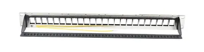 Patch Panel 24xTP,CAT6A, incl.Keystone Slim-line/Short 3P, 19", 1HE(t 94mm), Schwarz, Synergy 21