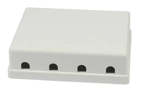 Patch Panel  4xTP, CAT6A, incl.Keystone Short mit Kabelklemme 20mm, Aufputz ABS, Weiss, Synergy 21