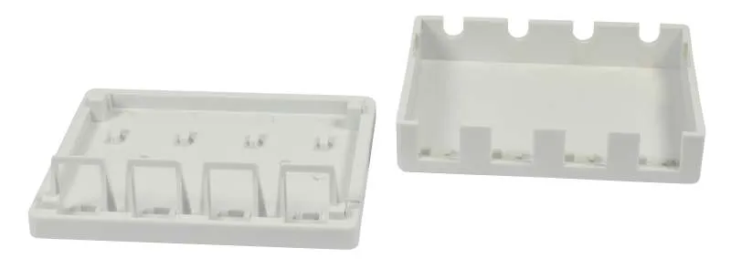 Patch Panel  4xTP, CAT6A, incl.Keystone Short mit Kabelklemme 20mm, Aufputz ABS, Weiss, Synergy 21