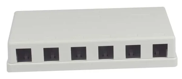 Patch Panel  6xTP, CAT6A, incl.Keystone Slim-line/Komponent getestet, Aufputz ABS, Weiss, Synergy 21