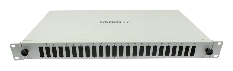 LWL-Patchpanel 18xSC-Duplex-Buchsen, 19", OS2, 9/125u Singlemode, Lichtgrau, Synergy 21