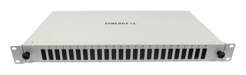 LWL-Patchpanel 24xSC-Duplex-Buchsen, 19", OM4, 50/125u Multimode, Lichtgrau, Synergy 21 LWL-Patchpanel 24xSC-Duplex-Buchsen, 19", OM4, 50/125u Multimode, Lichtgrau, Synergy 21