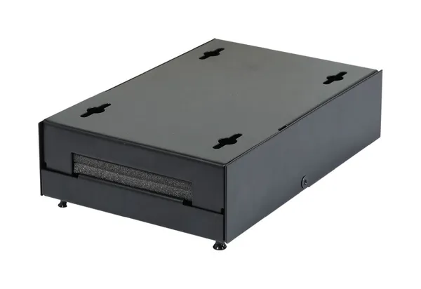 Patch Panel 12xTP, CAT6A, incl.Keystone, Slim-line/Komponent getestet, Aufputz Metallklappbox, Schwarz, Synergy 21