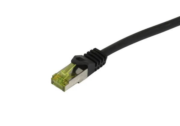 Patchkabel RJ45, CAT6A 500Mhz, 25m, schwarz, S-STP(S/FTP), PUR Indoor/Outdoor/Indu (UV/Water/oil/-resistant), AWG26, mit CAT7 Rohkabel, Synergy 21