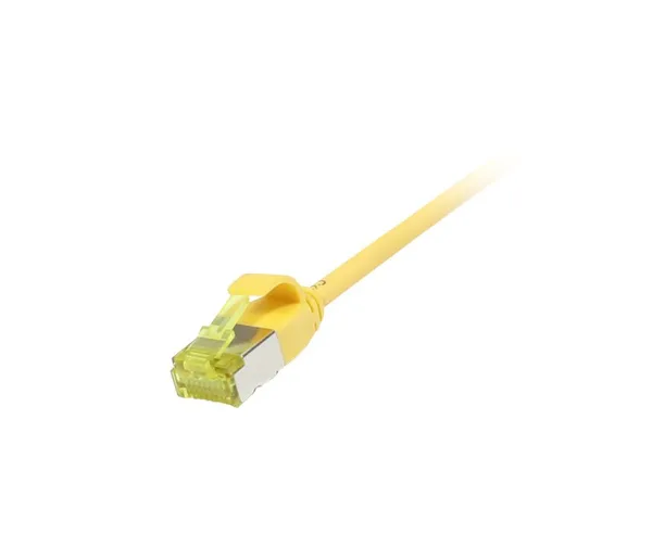 Patchkabel RJ45, CAT6A 500Mhz, 10m, gelb, U/FTP, slimline rund d=3,8mm, TPE/LSZH(Superflex), AWG32, mit CAT7 Rohkabel, Synergy 21