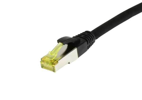 Patchkabel RJ45, CAT6A 500Mhz,  0.25m, schwarz, S-STP(S/FTP), TPE/LSZH(Ultraflex), AWG26, mit CAT7 Rohkabel, Synergy 21