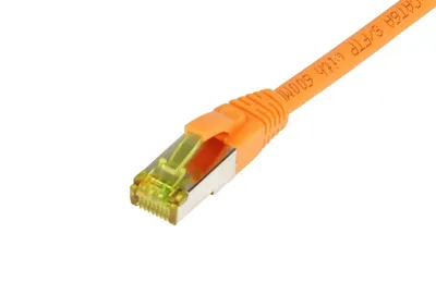 Patchkabel RJ45, CAT6A 500Mhz, 2m, orange, S-STP(S/FTP), TPE/LSZH(Ultraflex), AWG26, mit CAT7 Rohkabel, Synergy 21