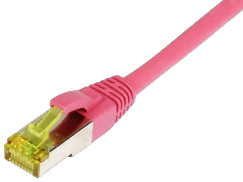 Patchkabel RJ45, CAT6A 500Mhz,  0.15m, magenta, S-STP(S/FTP), TPE/LSZH(Ultraflex), AWG26, mit CAT7 Rohkabel, Synergy 21