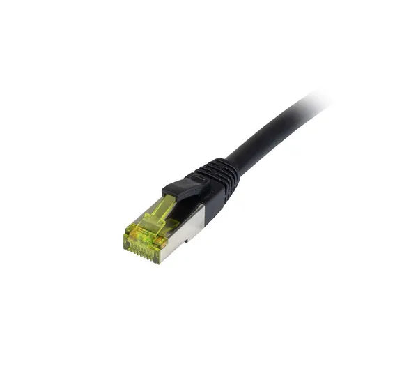 Patchkabel RJ45, CAT6A 500Mhz, 15m, schwarz, S-STP(S/FTP), PE/PVC(Outdoor), UV/Water-resistant, AWG26, mit CAT7 Rohkabel, Synergy 21