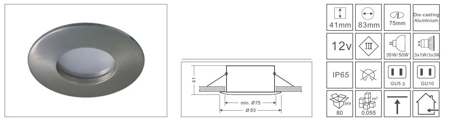 Synergy 21 LED Retrofit GU10 / GX5, 3 Deckeneinbausatz IP65 silber Synergy 21 LED Retrofit GU10 / GX5, 3 Deckeneinbausatz IP65 silber