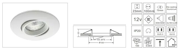 Synergy 21 LED Retrofit GU10 / GX5, 3 Deckeneinbausatz D04-weiß