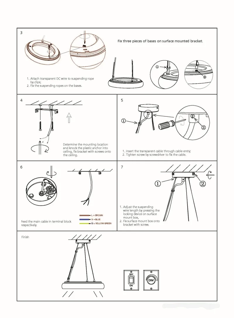 Lampada a sospensione Synergy 21 LED Rundleuchte Donut ww argento 25W, schema tecnico in bianco e nero con fasi di