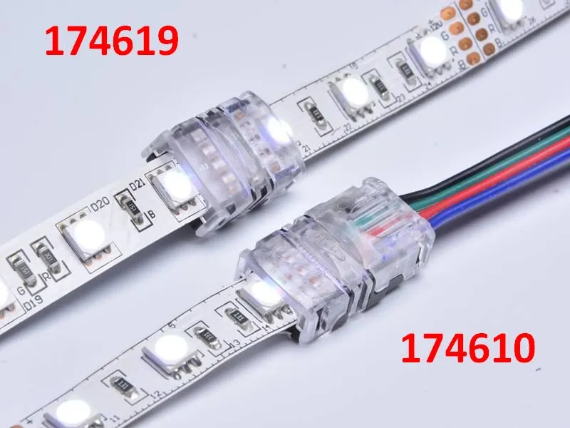 Synergy 21 LED FLEX Strip Easy Connect 10mm RGB strip-to-strip joints linking white RGB LED strips to cables with numeric