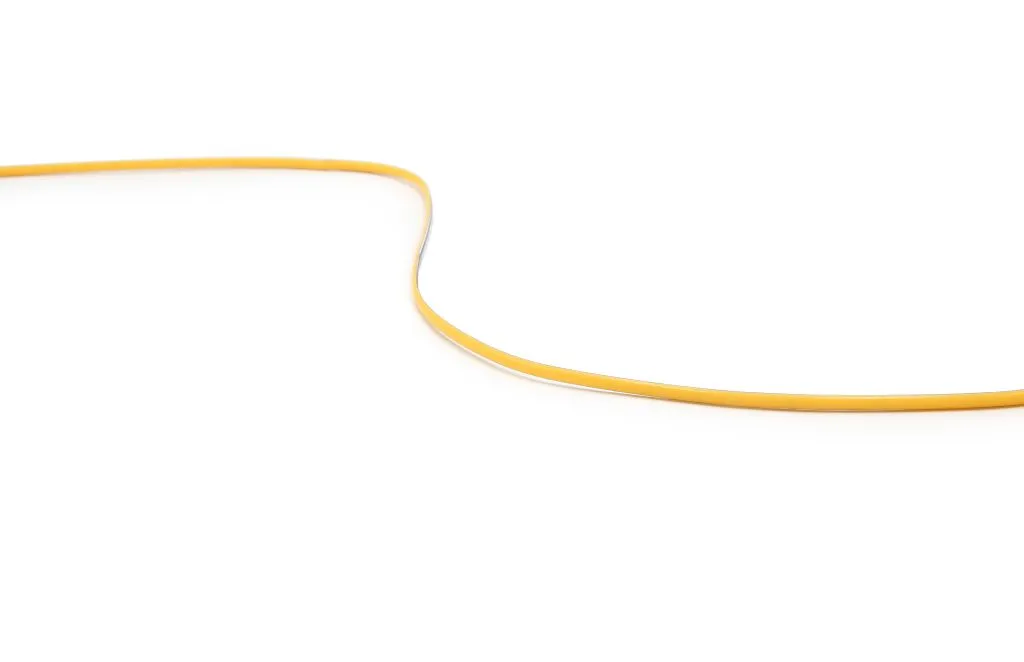 Synergy 21 LED Flex Strip COB SWW DC24V 40W CRI>90 slim V2 IP20, thin yellow LED strip curving on a white background for