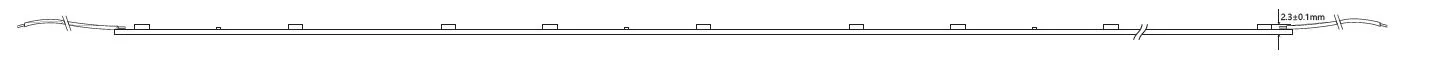 Bande LED Synergy 21 5050 verte DC24V 72W IP68 en vue latérale avec composants rectangulaires et câblage détaillé de Bande LED Synergy 21 5050 verte DC24V 72W IP68 en vue latérale avec composants rectangulaires et câblage détaillé de