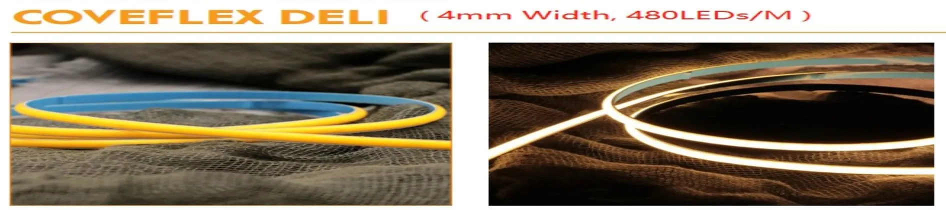 Гибкая светодиодная лента Synergy 21 LED Flex Strip COB NW DC24V 25W CRI>90 SLIM IP20 в синем и жёлтом цветах, а также