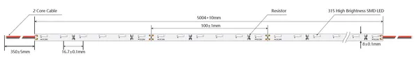 Synergy 21 LED Flex Strip 4020 - 60 NW DC24V  24W IP20 CRI>90 sideview