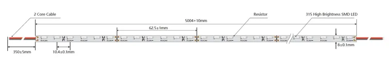 Synergy 21 LED Flex Strip 4020 - 60 WW DC24V  38W IP20 CRI>90 sideview