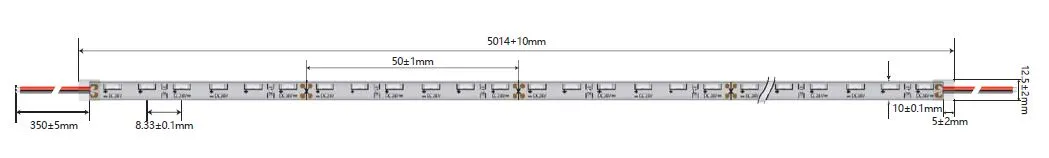 Synergy 21 LED Flex Strip 4020 - 60 WW DC24V 48W IP65 CRI>90 sideview
