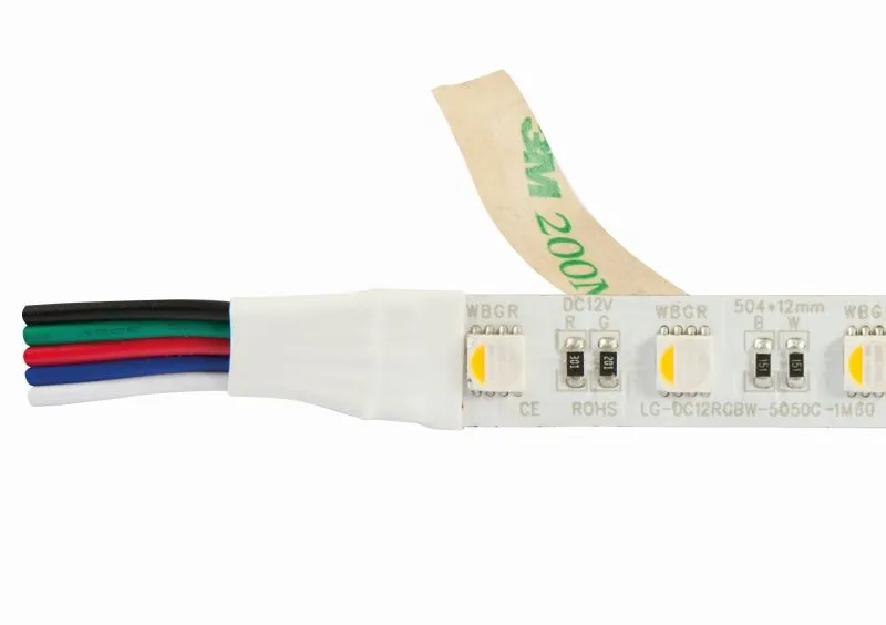 Гибкая светодиодная лента Synergy 21 LED Flex Strip 5050 60 RGB DC24V с RGB-W чипом и цветными проводами на белой подложке Гибкая светодиодная лента Synergy 21 LED Flex Strip 5050 60 RGB DC24V с RGB-W чипом и цветными проводами на белой подложке