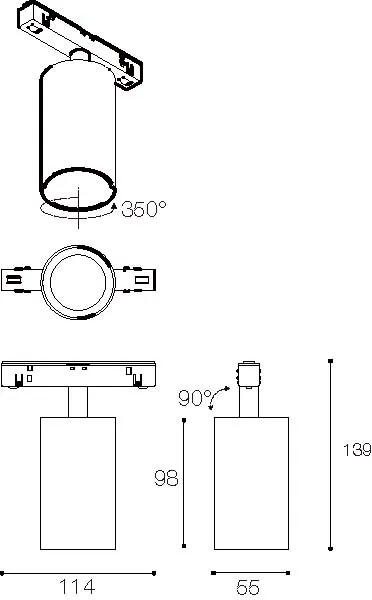 LED Stromschienenstrahler VLF schwarz – 3-Phasen | Synergy 21