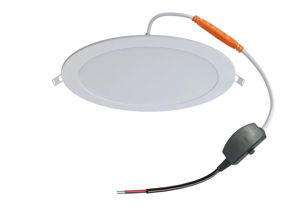 Synergy 21 LED Ultra Slim Panel Light V6 18W 3CCT in white with 24V power cable, orange connector, and switch for
