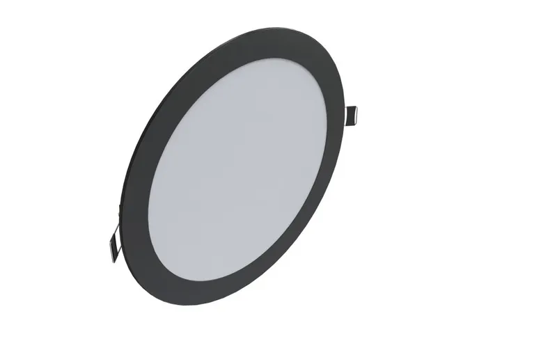 Synergy 21 LED Ultra Slim Panel Light V6 12W 3CCT in black with frosted diffuser and side mounting clips for 24V
