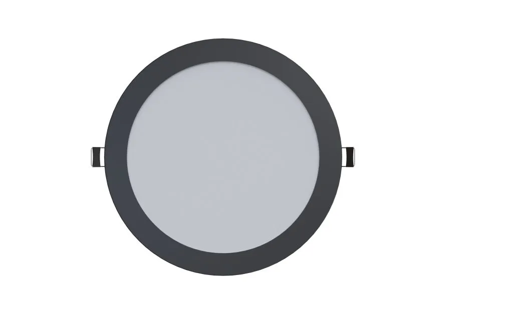 Synergy 21 LED Ultra Slim Panel Light V6 12W 3CCT in black with frosted diffuser and side mounting clips for 24V