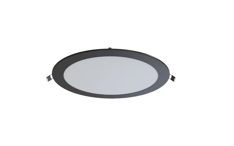 Круглый ультратонкий светодиодный светильник Synergy 21 LED Ultra Slim с чёрной рамкой и молочно-белым рассеивателем,