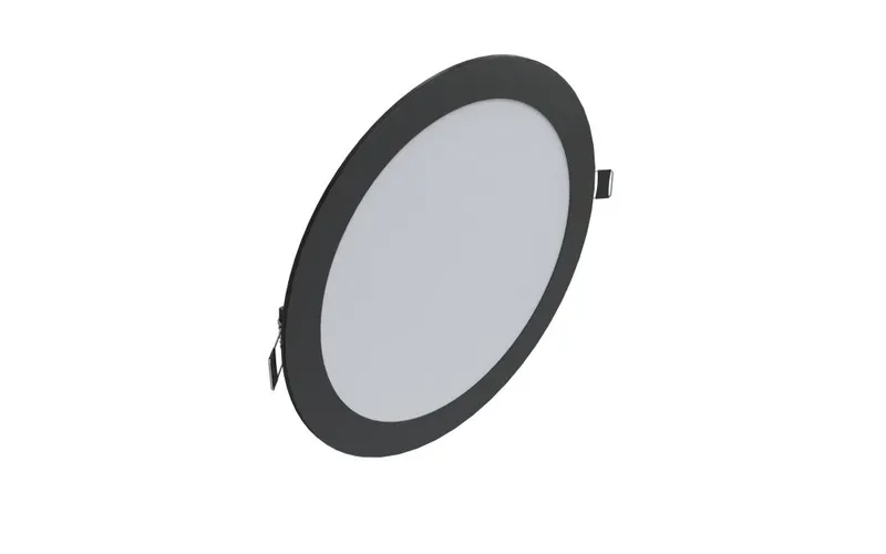 Lámpara LED Synergy 21 Ultra Slim V6 24W 3CCT en negro con difusor blanco y clips de montaje para techos 24V.