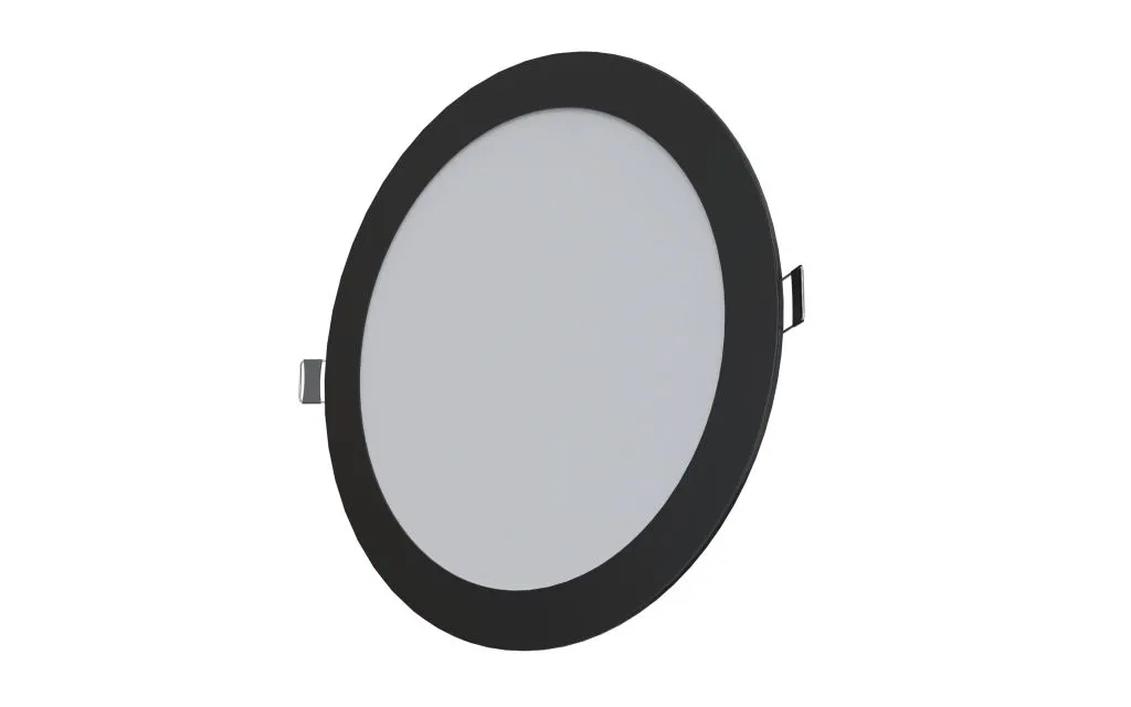 Lámpara LED Synergy 21 Ultra Slim V6 24W 3CCT en negro con difusor blanco y clips de montaje para techos modernos.