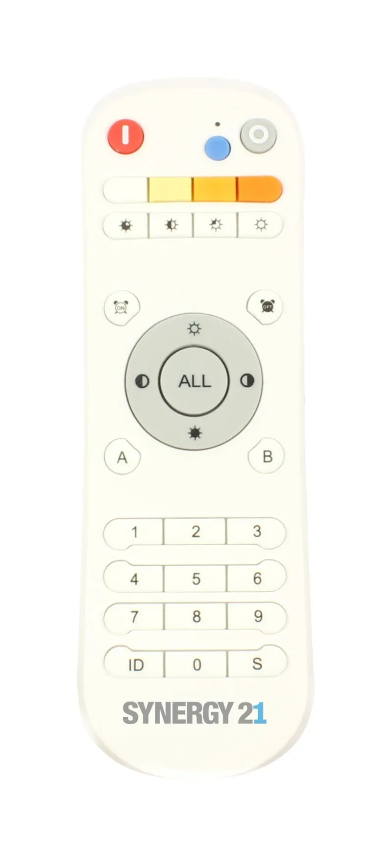 Synergy 21 LED light panel Angel Wings V2 replacement remote control front view with power button, color temperature bar,