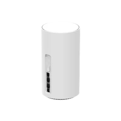 Teltonika ALTOS 5G Wi-Fi 7 роутер, белый цилиндрический маршрутизатор с плоской крышкой, боковой панелью с кнопкой питания