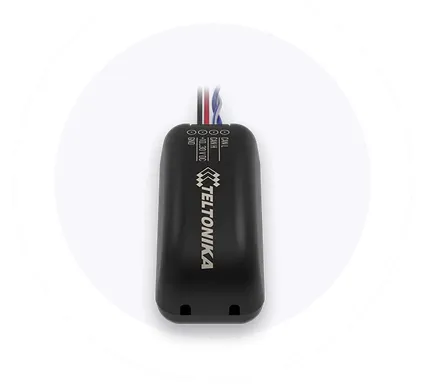 Teltonika ECAN02 Contactless CAN Data Adapter, vista superior del dispositivo negro con bordes redondeados y conexiones de