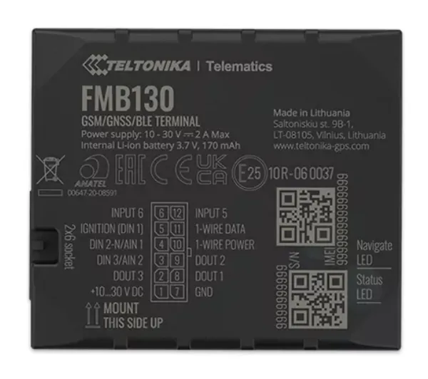 Teltonika FMB130 2G Fahrzeug-Tracker mit GNSS, GSM, BLE 4.0 und konfigurierbaren Eingängen