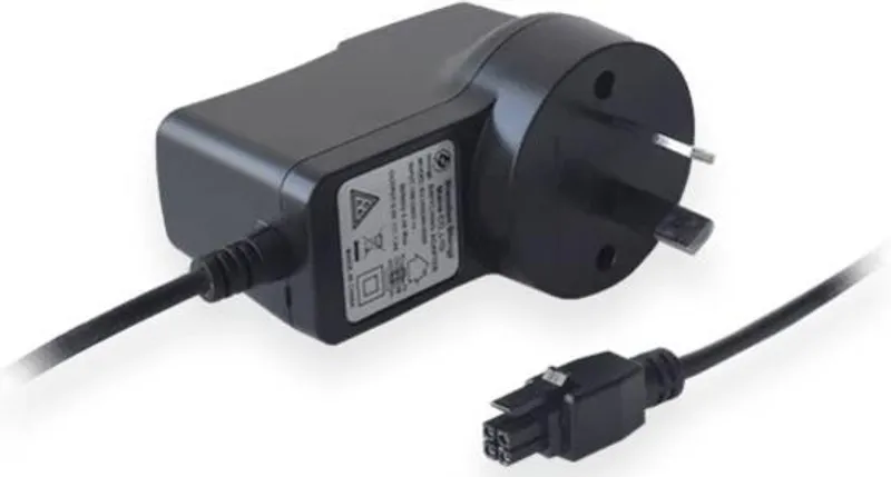 AU Netzteil with 2x2 Terminal Block, 9W, black power adapter with white label and European plug, cables with rectangular