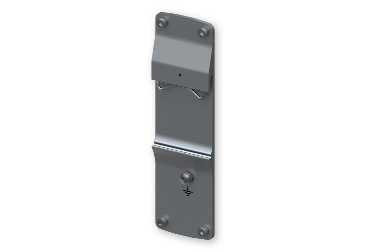 Teltonika TSW1XX Rear DIN Rail Mount Panel, graues Metallmontagehalterung mit vier Schraubenlöchern und Erdungsschraube, Teltonika TSW1XX Rear DIN Rail Mount Panel, graues Metallmontagehalterung mit vier Schraubenlöchern und Erdungsschraube,