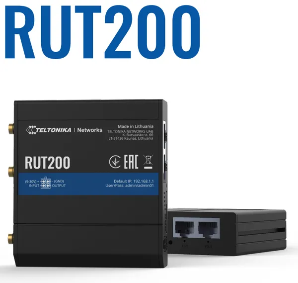 Teltonika RUT200 Kompakter Industrie-4G/LTE-Router mit Wi-Fi und Failover