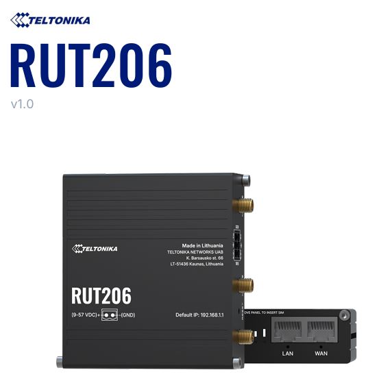 Teltonika RUT206 Kompakter 4G/LTE-Industrierouter mit RS232/RS485 und PoE