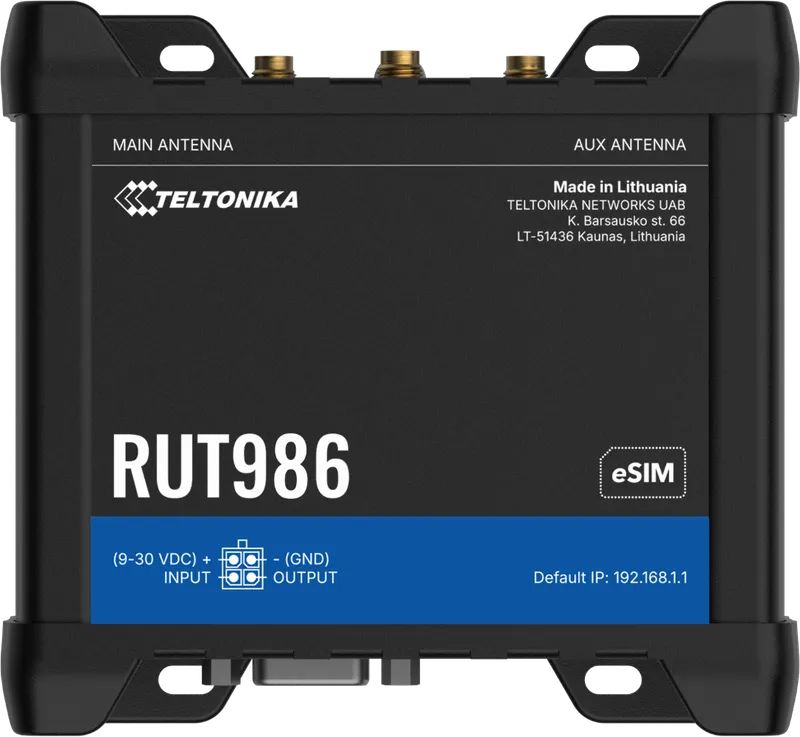 Teltonika · Router · RUT986 · INDUSTRIAL GLOBAL LTE CAT 4 Router