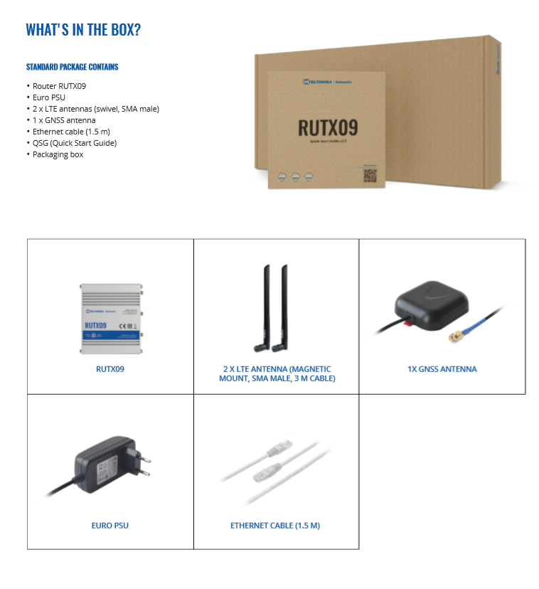 Teltonika RUTX09 Industrie-LTE-Router Cat 6 mit Dual-SIM und 4 Gigabit-Ports