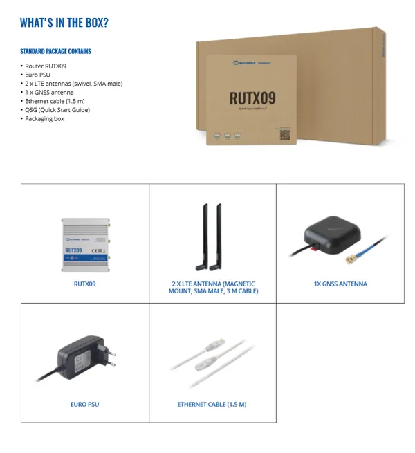 Teltonika RUTX09 Industrie-LTE-Router Cat 6 mit Dual-SIM und 4 Gigabit-Ports