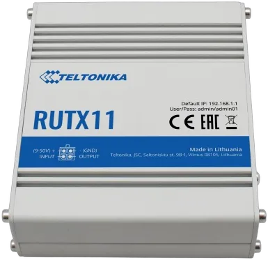 Teltonika · Router · RUTX11 · LTE CAT6 Router WLAN, Dual Band WiFi  (Wave-2 802.11ac), 4x Gigabit LAN Port, Bluetooth, 2 SIM, USB, GNSS, M2M · eSIM