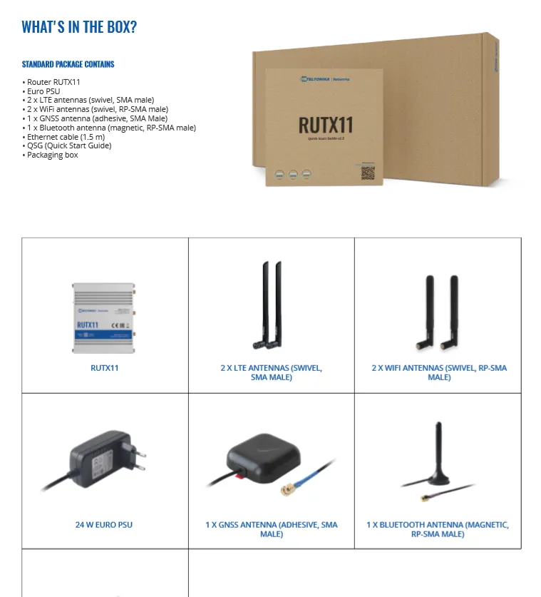 Teltonika · Router · RUTX11 · LTE CAT6 Router WLAN, Dual Band WiFi  (Wave-2 802.11ac), 4x Gigabit LAN Port, Bluetooth, 2 SIM, USB, GNSS, M2M · eSIM
