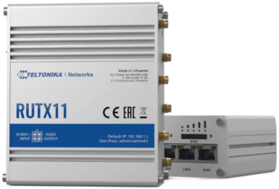 Teltonika · Router · RUTX11 · LTE CAT6 Router WLAN, Dual Band WiFi  (Wave-2 802.11ac), 4x Gigabit LAN Port, Bluetooth, 2 SIM, USB, GNSS, M2M · eSIM
