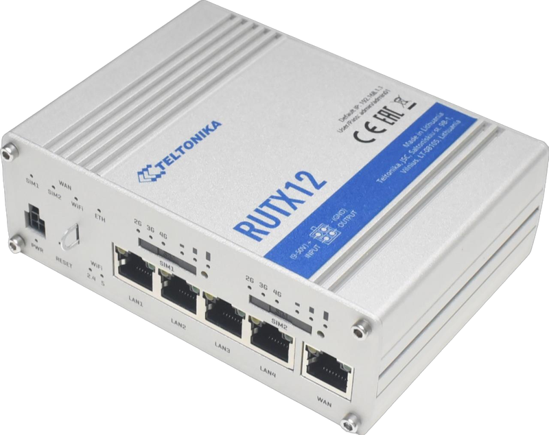 Teltonika RUTX12 Dual LTE Cat6 Dual-Band Wifi Industrial Router