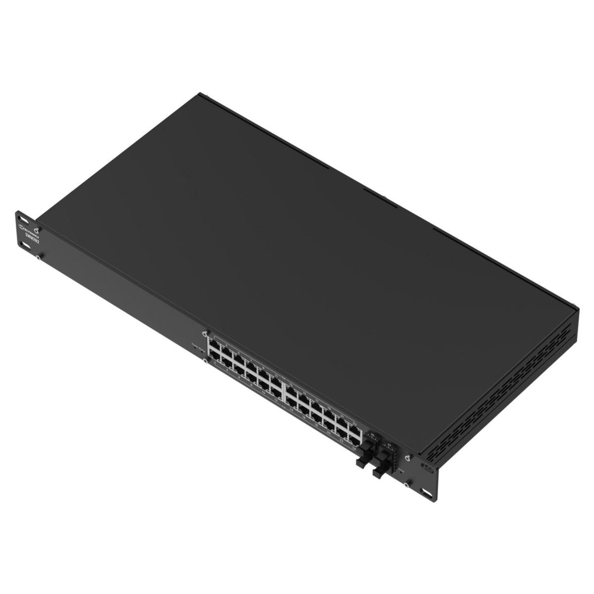 Industrie 24-Port PoE+ managed Layer2 Switch, 4x SFP, RMS, IP30